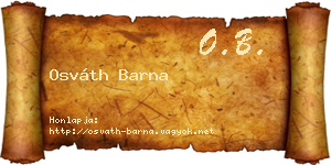 Osváth Barna névjegykártya